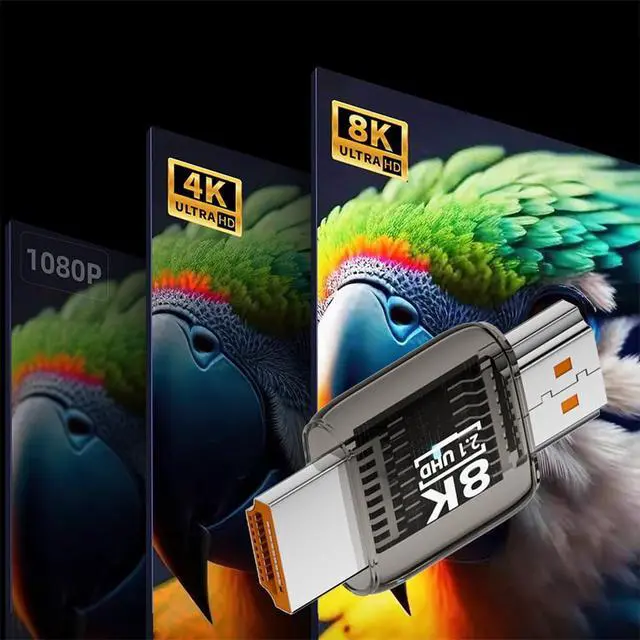 Alt view image 4 of 7 - xiwai HDMI Male to HDMI 2.1 Male Adapter UHD 8K 60hz HDTV Extender Transparent with Smart LED Light for Monitor TV Projector