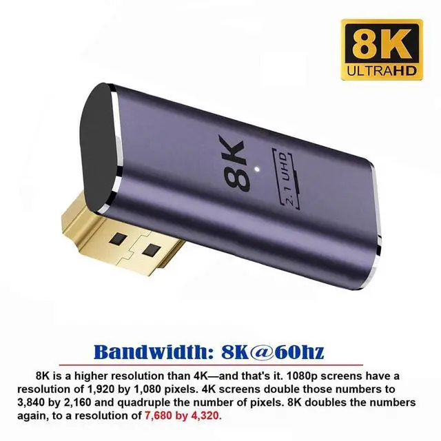 Alt view image 5 of 7 - xiwai HDMI 8K Male to HDMI 2.1 Female Vertical 90 Degree Right Angled Low Profile UHD Extension Adapter Support 8K 60hz HDTV