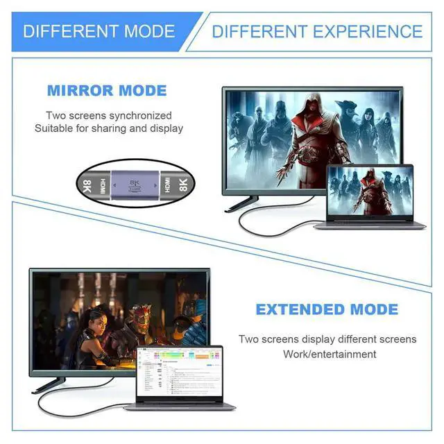 Alt view image 7 of 7 - xiwai HDMI 2.1 Female to HDMI Female UHD Extension Gold Converter Adapter Support 8K 60hz HDTV