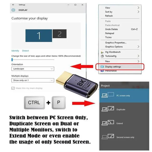 Alt view image 5 of 7 - xiwai 8K HDMI Male to HDMI 2.1 Female UHD Extension Gold Converter Adapter Support 8K 60hz HDTV
