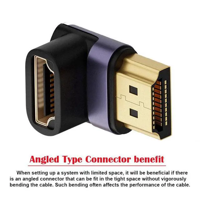 Alt view image 5 of 7 - xiwai HDMI 8K Male to HDMI 2.1 Female Vertical 90 Degree Down Angled UHD Extension Adapter Support 8K 60hz HDTV