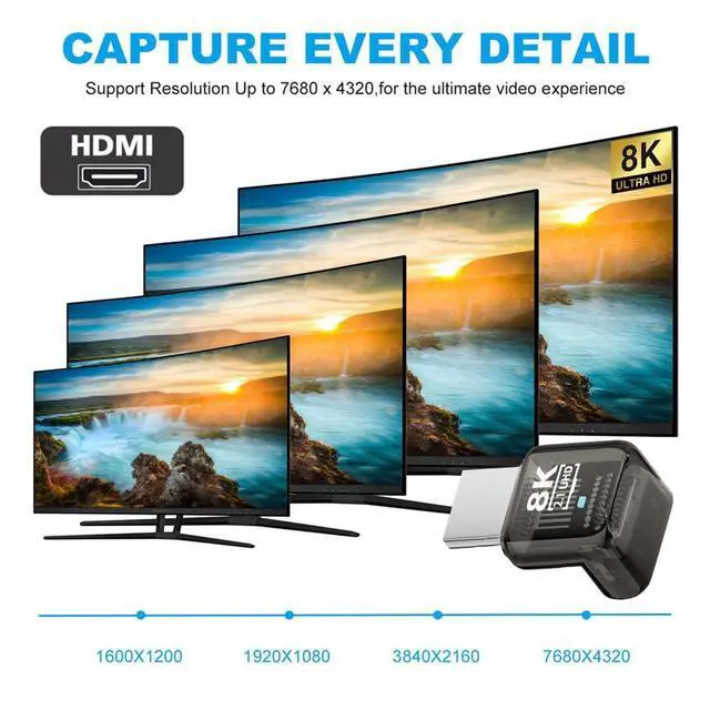 Alt view image 6 of 7 - xiwai 90 Degree Down Angled HDMI Male to HDMI 2.1 Female Adapter UHD 8K 60hz HDTV Extender Transparent with Smart LED Light for Monitor TV Projector