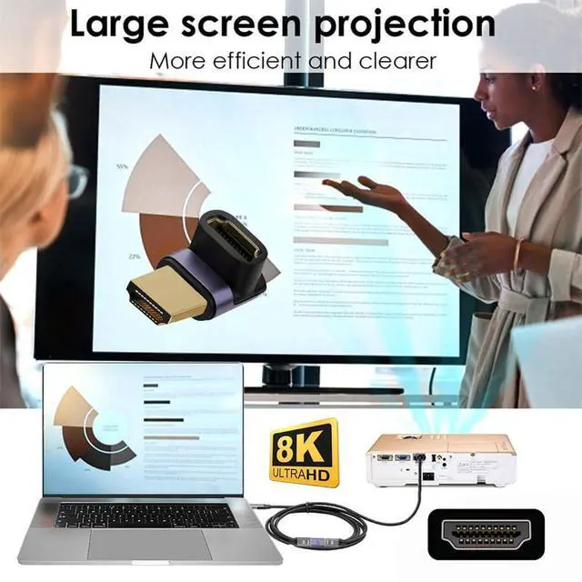 Alt view image 7 of 7 - xiwai HDMI 8K Male to HDMI 2.1 Female Vertical 90 Degree Up Angled UHD Extension Adapter Support 8K 60hz HDTV