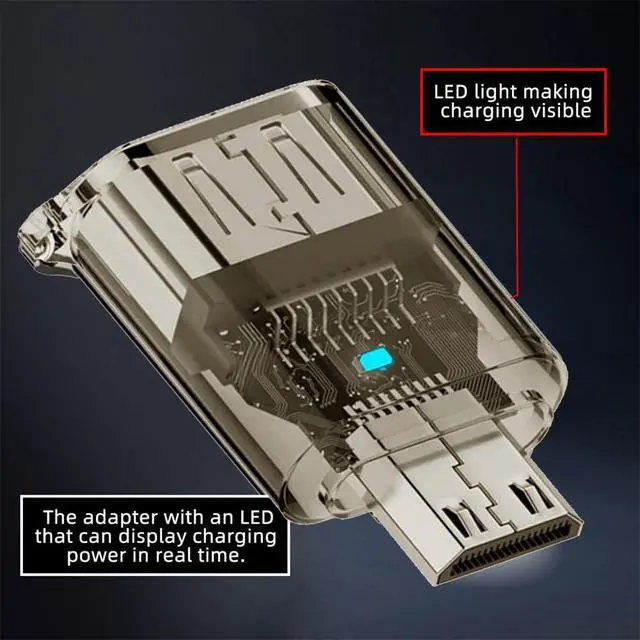 Alt view image 3 of 7 - xiwai Type-C Male Mini-HDMI to HDMI 2.1 Female UHD Extender Extension Adapter Transparent with Smart LED Light Support 8K 60hz HDTV