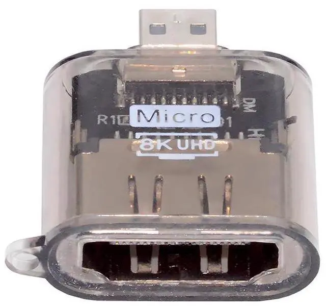 Main image of xiwai Type-D Male Micro-HDMI to HDMI 2.1 Female UHD Extender Extension Adapter Transparent with Smart LED Light Support 8K 60hz HDTV