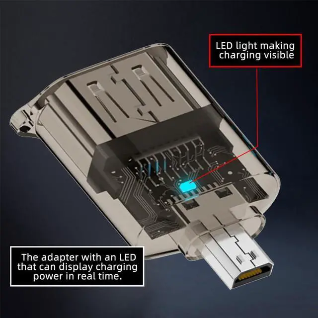 Alt view image 4 of 7 - xiwai Type-D Male Micro-HDMI to HDMI 2.1 Female UHD Extender Extension Adapter Transparent with Smart LED Light Support 8K 60hz HDTV