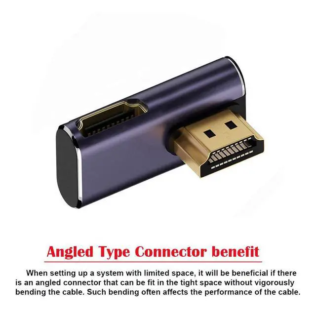 Alt view image 4 of 7 - xiwai HDMI 8K Male to HDMI 2.1 Female Vertical 90 Degree Left Down Angled Low Profile UHD Extension Adapter Support 8K 60hz HDTV