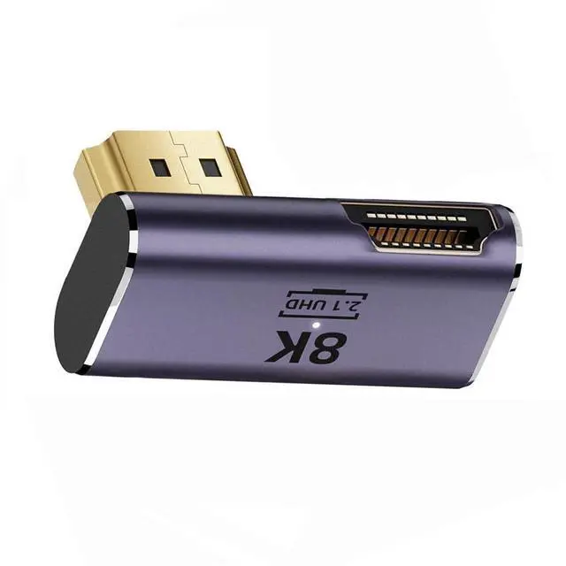Alt view image 3 of 7 - xiwai HDMI 8K Male to HDMI 2.1 Female Vertical 90 Degree Left Down Angled Low Profile UHD Extension Adapter Support 8K 60hz HDTV