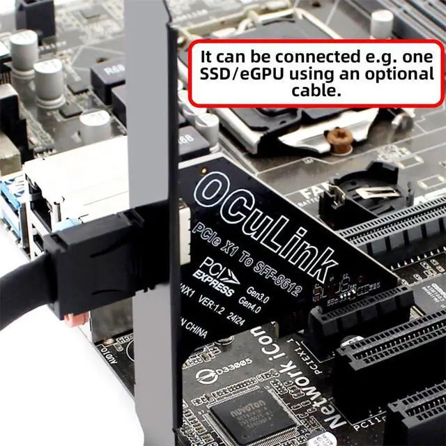 Alt view image 3 of 7 - Xiwai PCI-Express 4.0 1x to Oculink SFF-8612 SFF-8611 Host Card for U.2 SSD eGPU External Graphics Card Dock PCIE