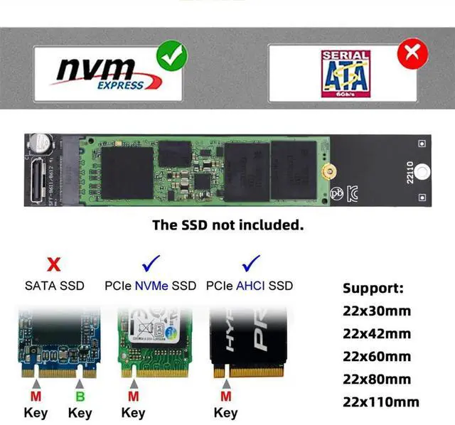 Alt view image 5 of 7 - xiwai Oculink SFF-8612 SFF-8611 to M.2 Kit NGFF M-Key to NVME PCIe SSD 2280 22110mm Adapter for Mainboard