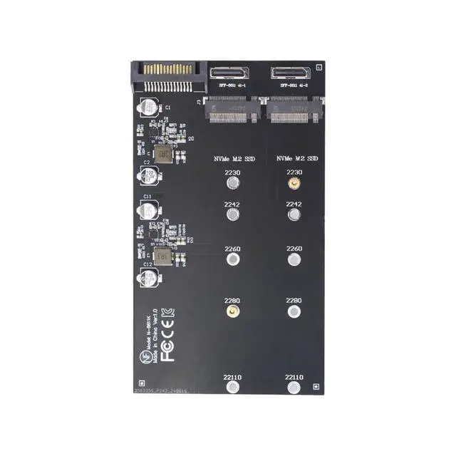 Alt view image 2 of 7 - xiwai Dual Oculink SFF-8612 SFF-8611 to NVME M.2 NGFF M-Key PCIe SSD 2280 22110mm Adapter Extension Card for Mainboard