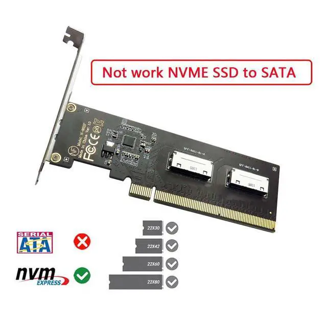 Alt view image 2 of 7 - Xiwai PCI-Express 16x to Dual Oculink SFF-8612 SFF-8611 8X VROC Adapter for Mainboard SSD Graphics Card PCIE