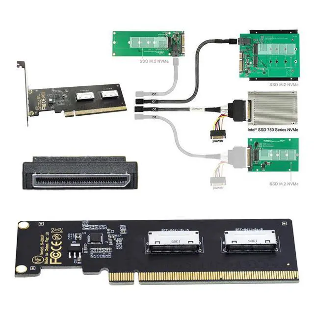 Alt view image 5 of 7 - Xiwai PCI-Express 16x to Dual Oculink SFF-8612 SFF-8611 8X VROC Adapter for Mainboard SSD Graphics Card PCIE