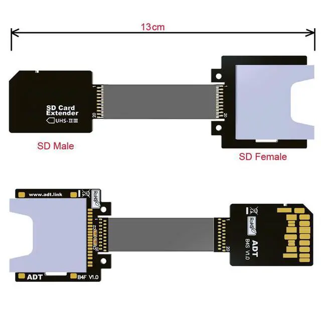 Alt view image 6 of 7 - xiwai SD Male Extender to SD Card Female Extension Cable Adapter Flexible SD/SDHC/SDXC UHS-III UHS-3