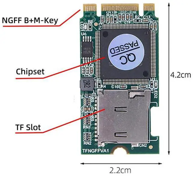 Alt view image 2 of 7 - xiwai M.2 NGFF B-Key 22x42mm to Micro SD T-Flash TF Card Reader Converter Adapter Embedded for Industrial Mobile SSD