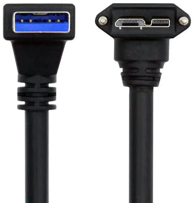 Main image of xiwai Up Angled 90 Degree USB 3.0 A Male Host to Micro-B 3.0 Plug Locking Screws Panel 5Gbps Data Cable 25cm for Disk Camera