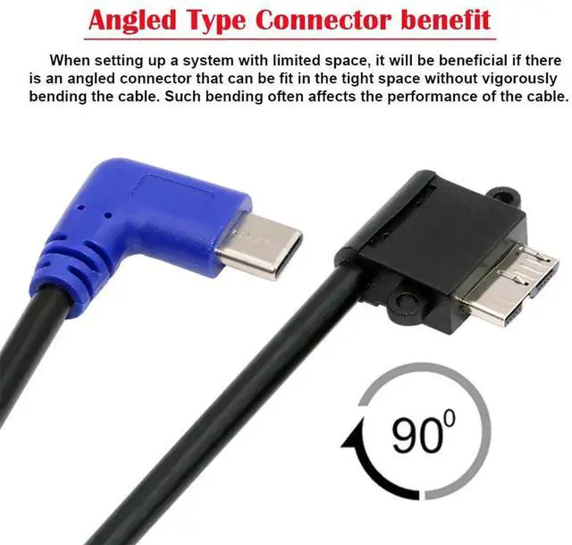 Alt view image 2 of 7 - xiwai 10 Gbps USB-C Type-C Host to Micro USB3.0 Hard Disk Cable 90 Degree Right Angled for Industrial Camera Storage Phone
