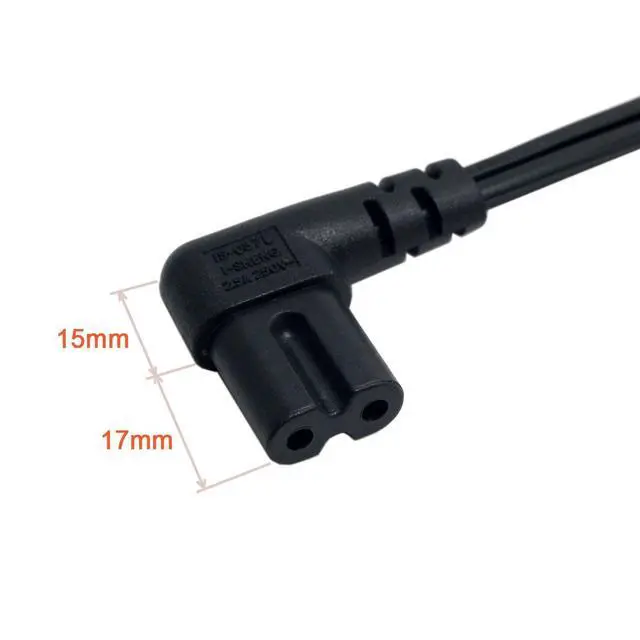 Alt view image 2 of 5 - JSER USA 2pin Male to 90 Degree Right Angled IEC 320 C7 Power Supply 220V 10A Max Cord Cable 100cm