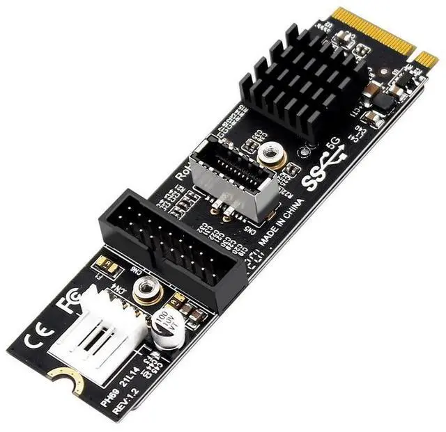 Alt view image 2 of 7 - Xiwai 5Gbps Type-E USB 3.1 Front Panel Socket & USB 2.0 to NVME NGFF M-Key Express Card Adapter for Motherboard