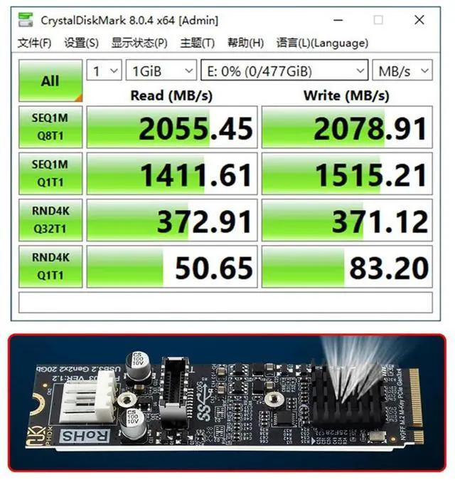 Alt view image 3 of 7 - Xiwai 20Gbps Type-E USB 3.1 Front Panel Socket to NGFF M-Key NVME Express Converter Card Adapter ASM3242 Chipset for Motherboard (NVME to USB3.1 Type-E)