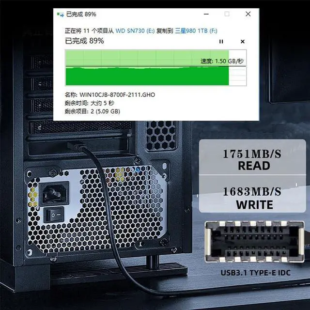 Alt view image 5 of 7 - Xiwai 20Gbps Type-E USB 3.1 Front Panel Socket to NGFF M-Key NVME Express Converter Card Adapter ASM3242 Chipset for Motherboard (NVME to USB3.1 Type-E)