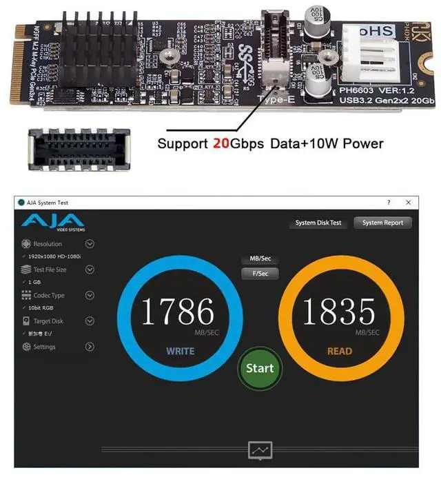 Alt view image 4 of 7 - Xiwai 20Gbps Type-E USB 3.1 Front Panel Socket to NGFF M-Key NVME Express Converter Card Adapter ASM3242 Chipset for Motherboard (NVME to USB3.1 Type-E)