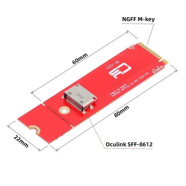 Alt view image 5 of 7 - xiwai PCI-E 3.0 PCI-Express 4.0 NVME M.2 M-Key to Oculink SFF-8612 SFF-8611 Host Adapter for PCIe U.2 eGPU SSD 2260 2280