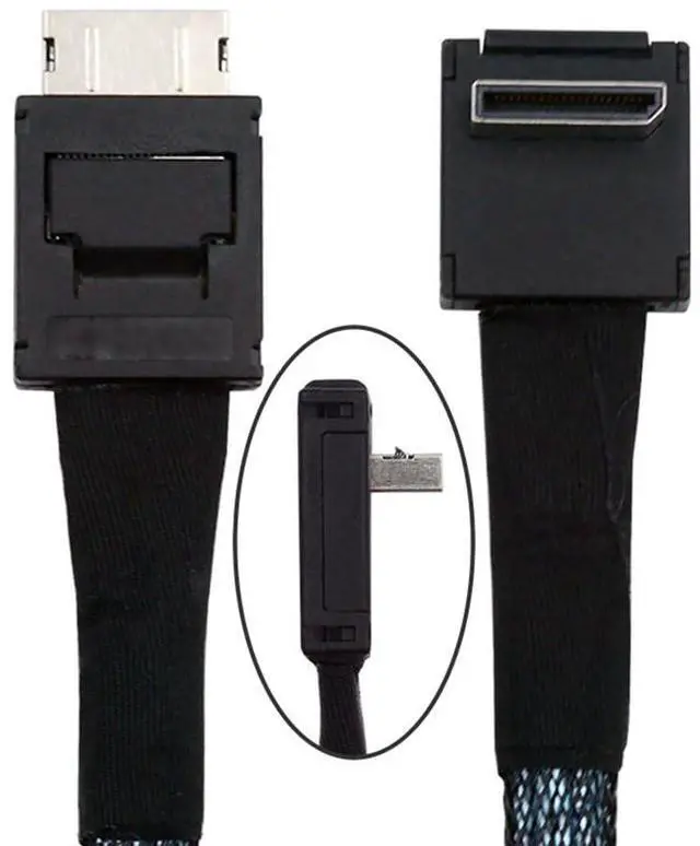Main image of xiwai Down Angled 90 Degree Connector Dual Shield OcuLink PCIe 4.0 PCI-Express SFF-8611 4i Male to SFF-8611 Male Data Active Cable for External eGPU SSD, 80cm
