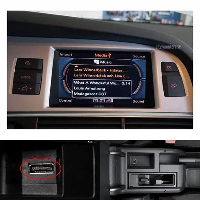 Alt view image 4 of 7 - xiwai Media in AMI MDI to Stereo 3.5mm Audio & USB-C Aux Adapter Cable for Car VW Audi 2014 A4 A6 Q5 Q7
