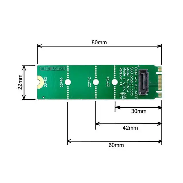 Alt view image 6 of 7 - Xiwai Motherboard NGFF B/M-Key M.2 to Vertical SATA 7pin Hard Disk Drive SSD PCBA Extension Adapter