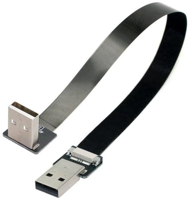 Alt view image 5 of 7 - xiwai 0.2M Up Angled USB 2.0 Type-A Male to Type-A Male Data Flat Slim FPC Cable 90 Degree for FPV & Disk & Scanner & Printer