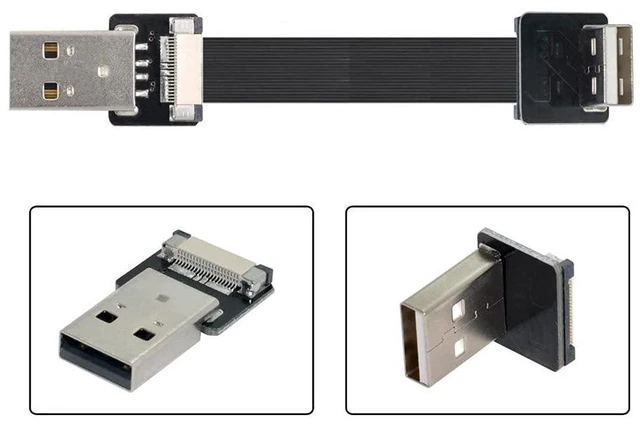 Alt view image 4 of 7 - xiwai 1.0M Down Angled USB 2.0 Type-A Male to Type-A Male Data Flat Slim FPC Cable 90 Degree for FPV & Disk & Scanner & Printer