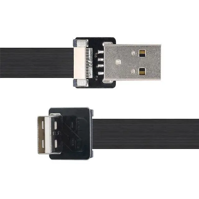 Alt view image 3 of 7 - xiwai 0.5M Down Angled USB 2.0 Type-A Male to Type-A Male Data Flat Slim FPC Cable 90 Degree for FPV & Disk & Scanner & Printer