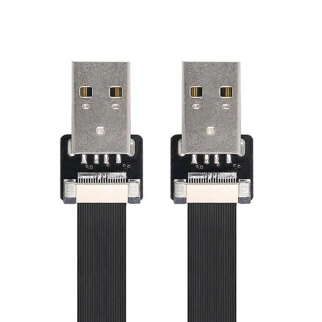 Alt view image 4 of 7 - xiwai USB 2.0 Type-A Male to Type-A Male Data Flat Slim Ribbon FPC Cable for FPV & Disk & Scanner & Printer 1.0M
