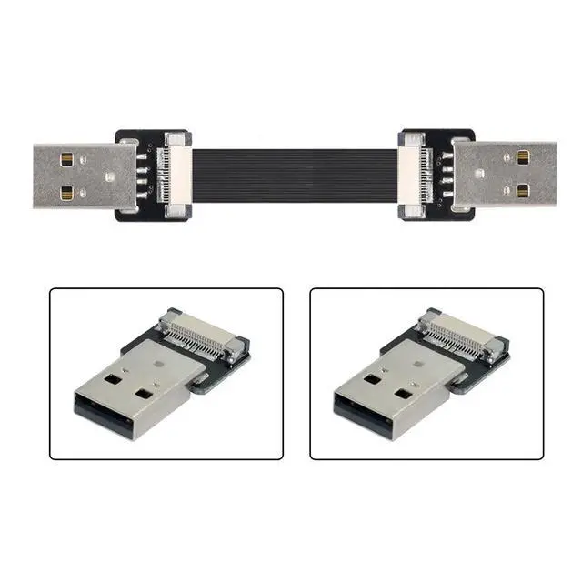 Alt view image 3 of 7 - xiwai USB 2.0 Type-A Male to Type-A Male Data Flat Slim Ribbon FPC Cable for FPV & Disk & Scanner & Printer 1.0M
