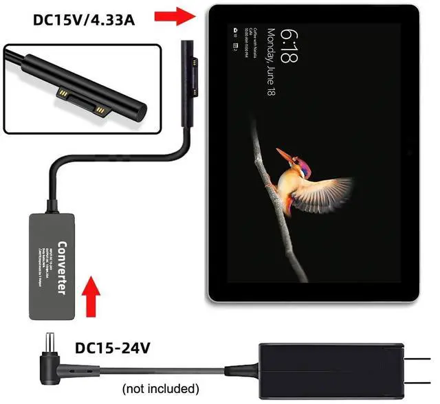 Alt view image 6 of 7 - xiwai Book Pro Charge Cable 65W 20V 15V-24V DC 4.5x3.0mm Jack to Surface Pro3 Pro4 Pro5 Pro6 Pro7 Pro8 Pro9