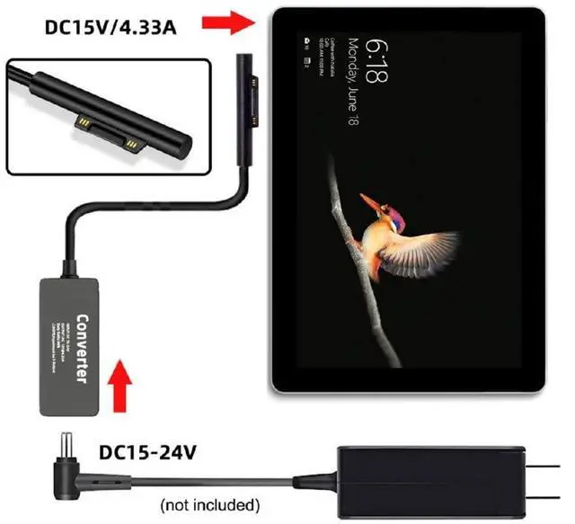 Alt view image 5 of 7 - xiwai 65W 20V 15V-24V DC 7.4x5.0mm Jack to Surface Pro3 Pro4 Pro5 Pro6 Pro7 Pro8 Pro9 Book Pro Charge Cable