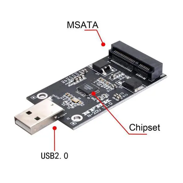 Alt view image 2 of 7 - xiwai Mini PCI-E mSATA to USB 2.0 External SSD PCBA Conveter Adapter Pen Driver Card Without Case