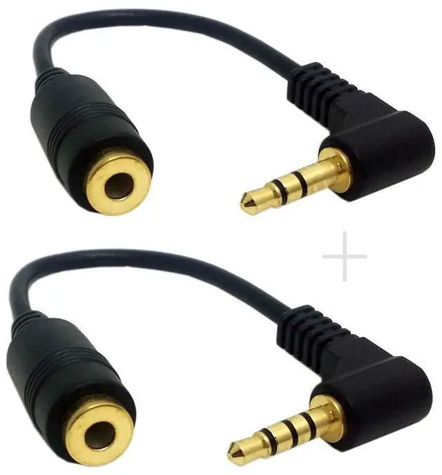 Main image of xiwai 1Set 3/4 Poles Audio Stereo 90 Degree Right Angled 3.5mm Male to Female Extension Cable