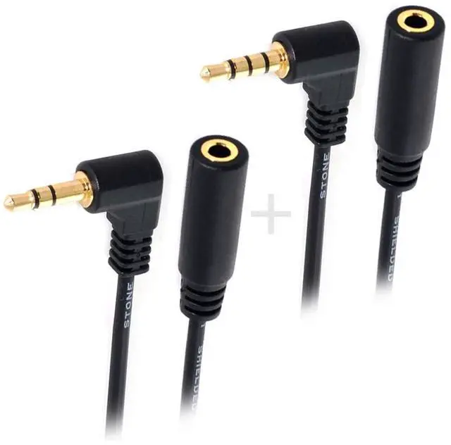 Alt view image 4 of 6 - xiwai 1Set 3/4 Poles Audio Stereo 90 Degree Right Angled 3.5mm Male to Female Extension Cable