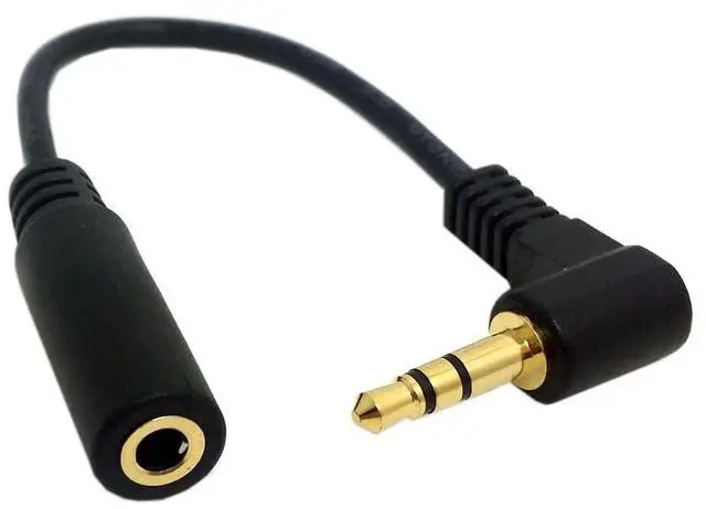 Alt view image 4 of 7 - xiwai Right Angled 90 Degree 3poles 3.5mm Audio Stereo Male to Female Extension Cable 10cm Black