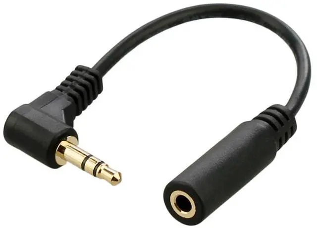 Alt view image 3 of 7 - xiwai Right Angled 90 Degree 3poles 3.5mm Audio Stereo Male to Female Extension Cable 10cm Black