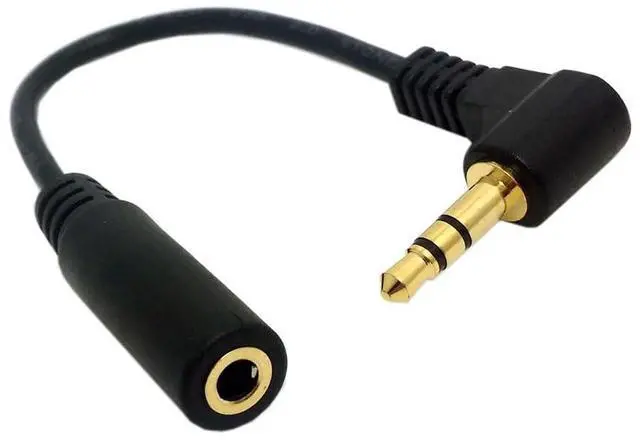 Alt view image 6 of 7 - xiwai Right Angled 90 Degree 3poles 3.5mm Audio Stereo Male to Female Extension Cable 10cm Black
