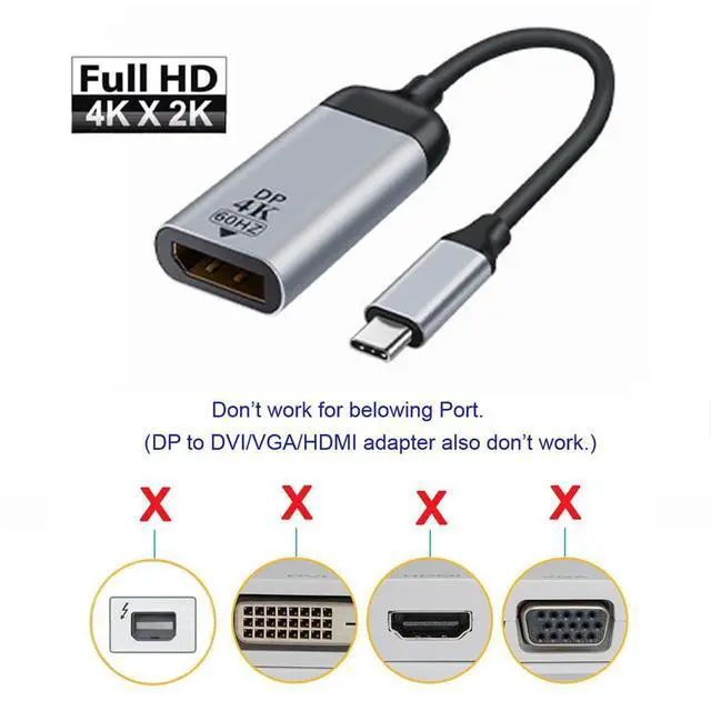 Alt view image 6 of 7 - xiwai USB-C Type C to Displayport Monitor DP Cable Adapter 4K 2K 60hz for Tablet & Phone & Laptop