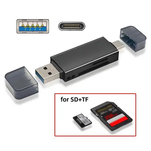 Alt view image 2 of 7 - Xiwai Type-C & USB 3.0 to SD Card & TF T-Flash Card Reader Writer for Tablet & Camera & Laptop & Mate Serial Phone