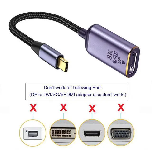 Alt view image 2 of 7 - xiwai USB4 USB-C Type-C Source to Displayport DP Female Cable Display 8K 60HZ UHD 4K Monitor Displays
