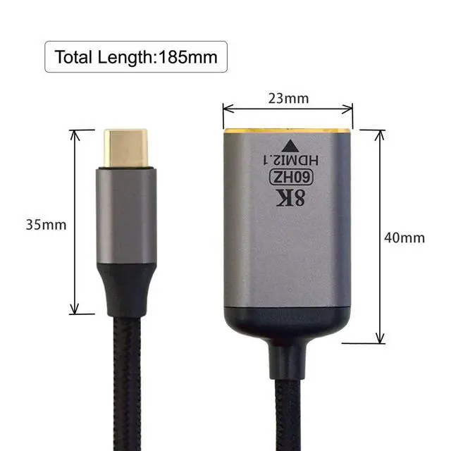 Alt view image 4 of 7 - xiwai USB4 USB-C Type-C Source to Female HDMI 2.0 Cable Display 8K 60HZ UHD 4K HDMI Male Monitor