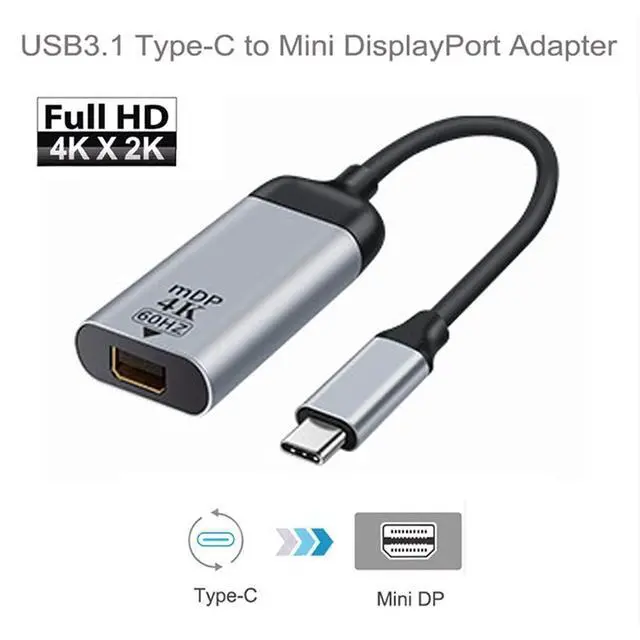 Alt view image 5 of 7 - xiwai USB-C Type C to Mini DP Displayport Cable Adapter 4K 2K 60hz for Tablet & Phone & Laptop