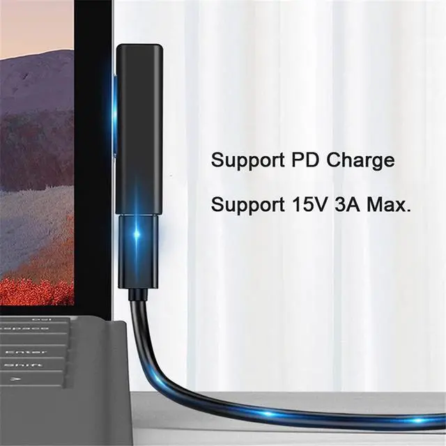 Alt view image 2 of 7 - xiwai 65W DC 15V Type-C USB-C Female to Surface Pro7 Pro6 Pro5 Pro4 Pro X Go Book Charging Adapter Compatible with Microsoft Surface Laptop Tablet