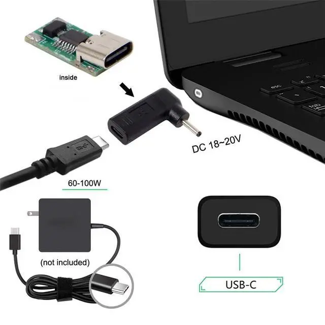 Alt view image 4 of 7 - xiwai USB 3.1 Type C USB-C to DC 20V 3.0x1.1MM Adapter PD Emulator Trigger 90 Degree Angled (3.0x1.1mm)
